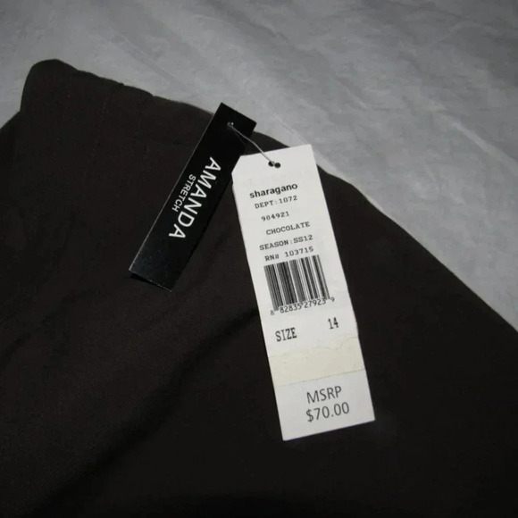 NWT SHARAGANO Amanda Stretch Brown Career Pants 14 - Picture 6 of 6